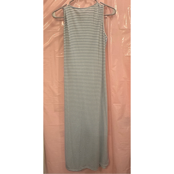 Women's ANRABESS Blue White Striped Sleeveless Maxi Dress M - Picture 3 of 4